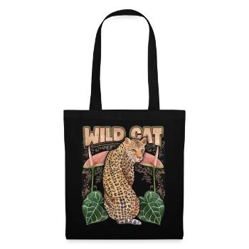 Leopard, Exotic Cat with Vintage Anthurium - Tote Bag - black - Front
