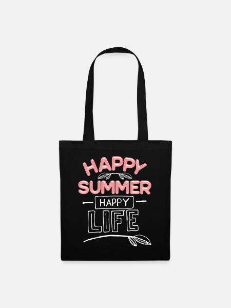 Sommer Summer, Happy-Summer Spruch - Stoffbeutel - Schwarz