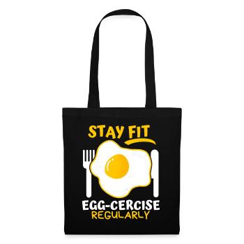 Egg, Fried Egg, Funny Saying, Pun Egg-cercise - Tote Bag - black - Front