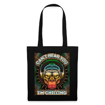 Drôle de singe gorille avec des écouteurs effrayant - Sac en tissu - noir - Devant