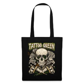 Skull, Tattoo Spruch, Tätowierung, Totenkopf - Stoffbeutel - Schwarz - Vorne