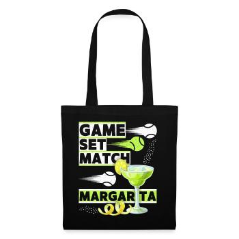 Tennis-Spruch Game-Set-Match Margarita, lustig - Stoffbeutel - Schwarz - Vorne