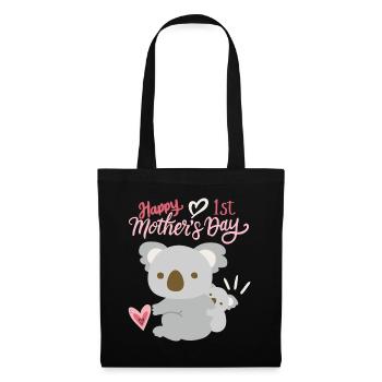 Bonne fête des mères, koala avec bébé, 1ère fête des mères - Sac en tissu - noir - Devant