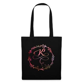 Monogramme, Lettre K, Ornement de calligraphie - Sac en tissu - noir - Devant