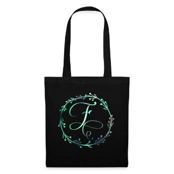 Monogramm, Buchstabe F, Kalligrafie Ornament - Stoffbeutel - Schwarz - Vorne