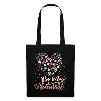 Be-My-Valentine Dicton Saint-Valentin avec arc-en-ciel - Sac en tissu - noir - Devant