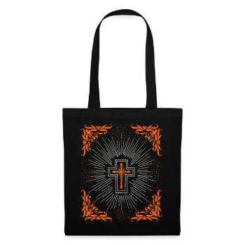 Croix du Christ, Jésus-Christ Ornement baroque - Sac en tissu - noir - Devant