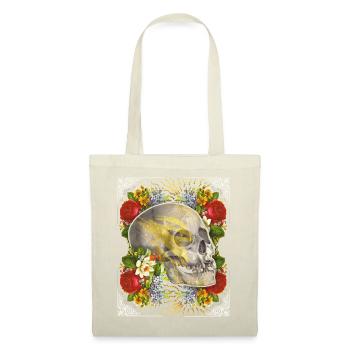 Crâne crâne crâne avec roses vintage - Sac en tissu - nature - Devant