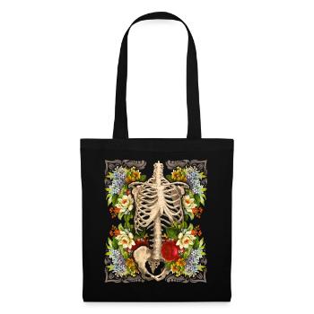 Skeleton with vintage roses, biker design - Tote Bag - black - Front