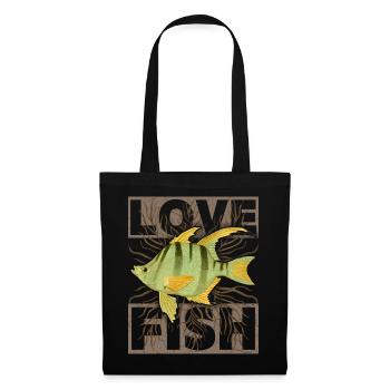 Love Fish Saying Vintage Fish, Fish Illustration - Sac en tissu - noir - Devant