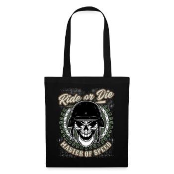 Skull biker skull with helmet, motorcyclist - Tote Bag - black - Front