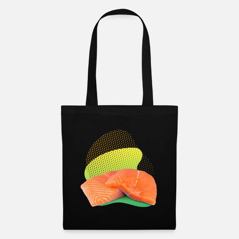 Lachs, Salmon, Lachs-Steak, Räucherlachs - Stoffbeutel - Schwarz