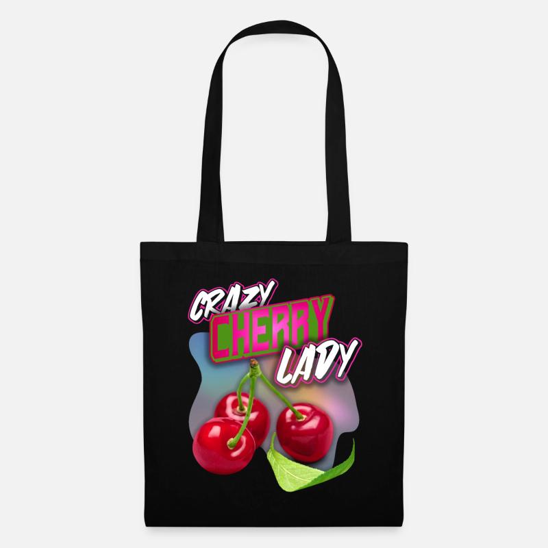 Crazy Cherry-Fruit Kirsche lustiger Spruch - Stoffbeutel - Schwarz