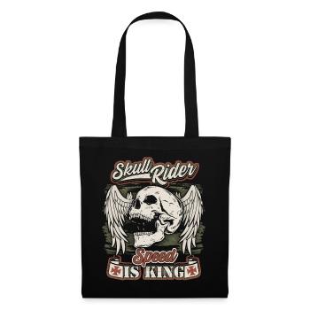 Crâne de motard avec ailes d’ange pour motocyclistes - Sac en tissu - noir - Devant