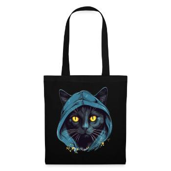 Katzenkopf Schwarze Katze Bombay Happy Cat Katzen - Stoffbeutel - Schwarz - Vorne