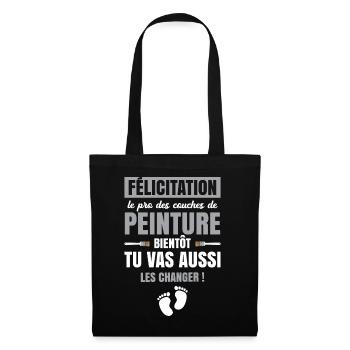 Annonce Grossesse Papa Peintre Bâtiment Humour - Sac en tissu - noir - Devant