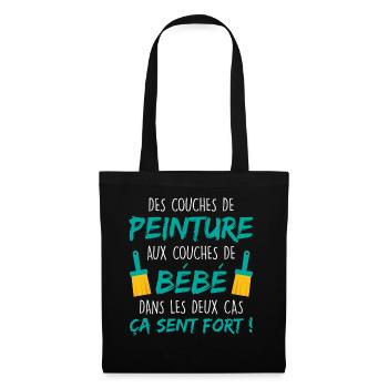 Annonce Grossesse Papa Peintre Bâtiment Humour - Sac en tissu - noir - Devant