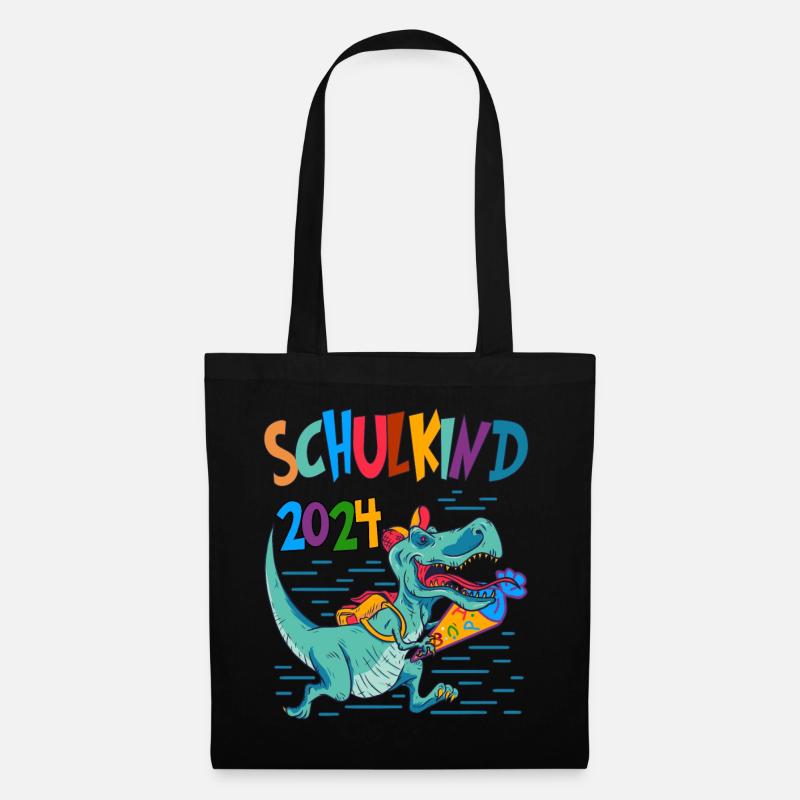 Dinos Schultüte Einschulung Schulkind 2024 - Stoffbeutel - Schwarz