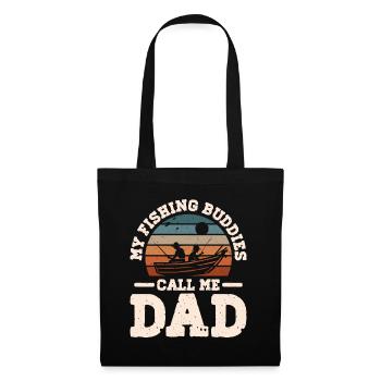 Pêche et pêche avec papa - Cadeau de pêcheur - Sac en tissu - noir - Devant