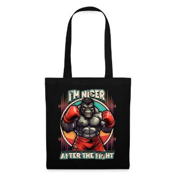 Lustiger Gorilla, Affe als Boxer, Boxing Spruch - Stoffbeutel - Schwarz - Vorne