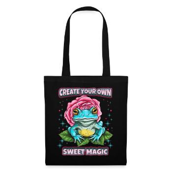 Lustiger Frosch, Cottagecore Spruch, Faecore - Stoffbeutel - Schwarz - Vorne