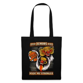 Barong Rangda, Indonesische Masken, Dämonen Spruch - Stoffbeutel - Schwarz - Vorne