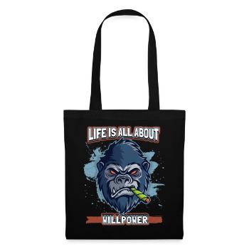 Funny Comic Gorilla Monkey with Joint, Monkey Saying - Tote Bag - black - Front