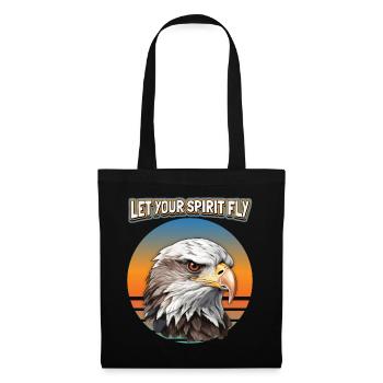 Motif d’aigle, Illustration d’aigle, dicton - Sac en tissu - noir - Devant