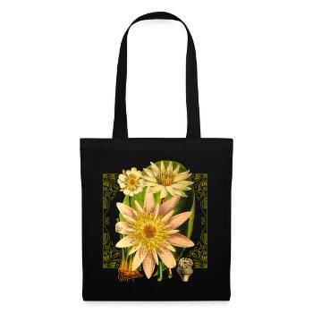 Illustration Art Nouveau Fleur de Lotus Vintage Nénuphar - Sac en tissu - noir - Devant