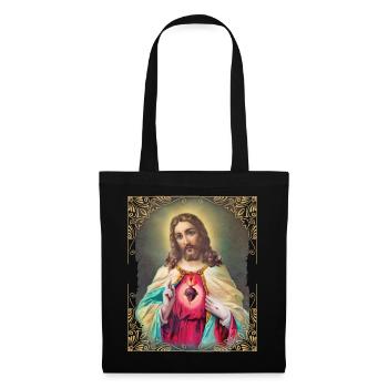 Vintage Jesus Christ with Flaming Heart - Tote Bag - black - Front