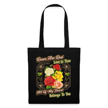 Red Roses, Love, Valentine's Day Saying - Tote Bag - black - Front