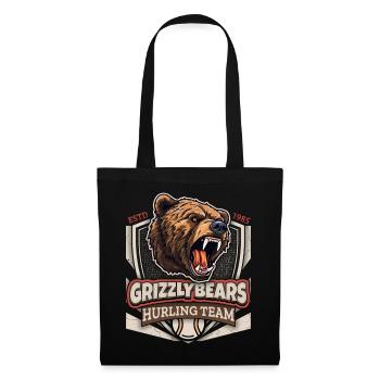 Hurling, Grizzly Bears Team, Grizzlybären Logo - Stoffbeutel - Schwarz - Vorne