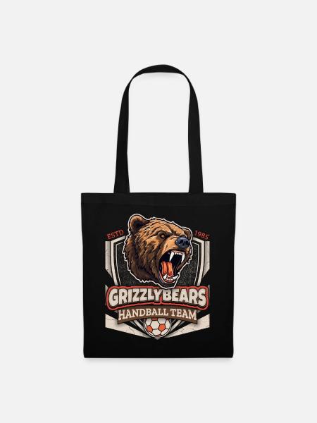 Handball, Grizzly Bears Team, Grizzlybären Logo - Stoffbeutel - Schwarz