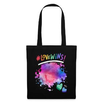 Saying Love Wins! for LGBT, LGBTQ with hearts - Tote Bag - black - Front