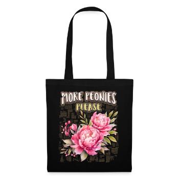 Pfingstrosen Illustration, Pink-Peony, Spruch - Stoffbeutel - Schwarz - Vorne