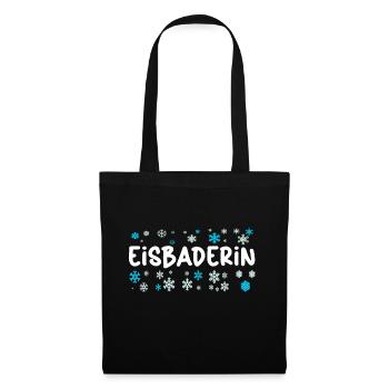 Eisbaderin will Eisbaden - Winterbaden Kältebad - Stoffbeutel - Schwarz - Vorne