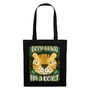 Funny Tiger Saying, Kawaii Jungle Tiger - Tote Bag - black - Front