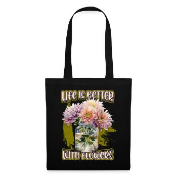 Chrysanthemum, Vintage Botanical Flowers in Jar - Tote Bag - black - Front