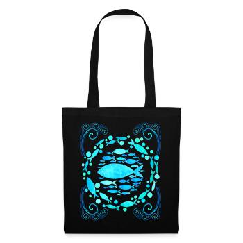Mandala with Fish, Aesthetic Style, Fish Design - Tote Bag - black - Front