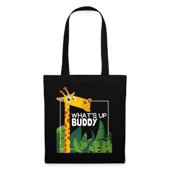Lustige Giraffe, Comic Stil, Spruch - Stoffbeutel - Schwarz - Vorne