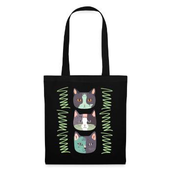 Tête De Chat, Trois Chats, Visages De Chat - Sac en tissu - noir - Devant