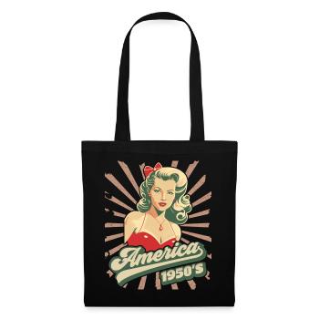 Amerika, USA, Rock'n'Roll, 1950er Jahre, Pin-up - Stoffbeutel - Schwarz - Vorne