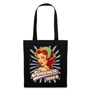 Pin-up, Amerika, USA, Rock'n'Roll, 1950er Jahre - Stoffbeutel - Schwarz - Vorne