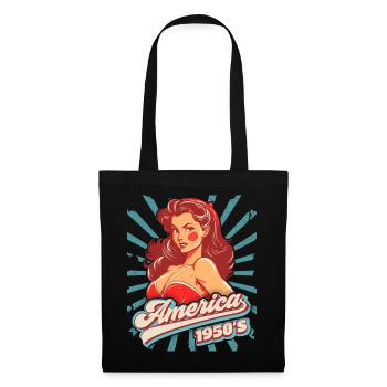 Pin-up, Rock'n'Roll, 1950er Jahre, Amerika, USA - Stoffbeutel - Schwarz - Vorne