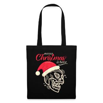Crâne de Noël crâne, dicton drôle - Sac en tissu - noir - Devant
