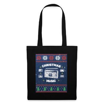 Christmas Music. Weihnachtsmusik auf Mixtapes. - Stoffbeutel - Schwarz - Vorne