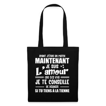 Cadeau Saint Valentin Homme Femme Humoristique - Sac en tissu - noir - Devant