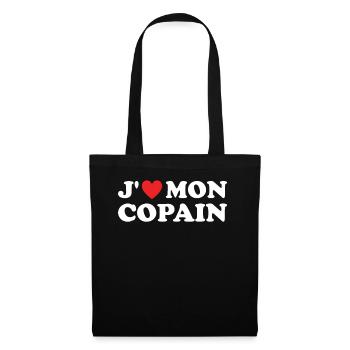 Cadeau St Valentin Femme Copine Humoristique - Sac en tissu - noir - Devant