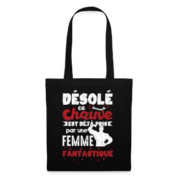 Cadeau Saint Valentin Homme Chauve Humour Coeur - Sac en tissu - noir - Devant