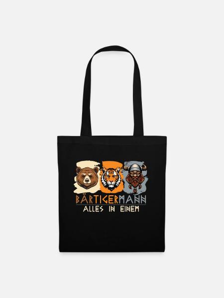 Bärtigermann - Bär Tiger Mann -ein echter Wikinger - Stoffbeutel - Schwarz